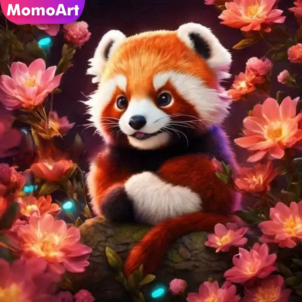 

Алмазная мозаика Momoart: Картина с медведем и цветами, полная квадратная/круглая выкладка стразами, DIY, для декора дома и гостиной