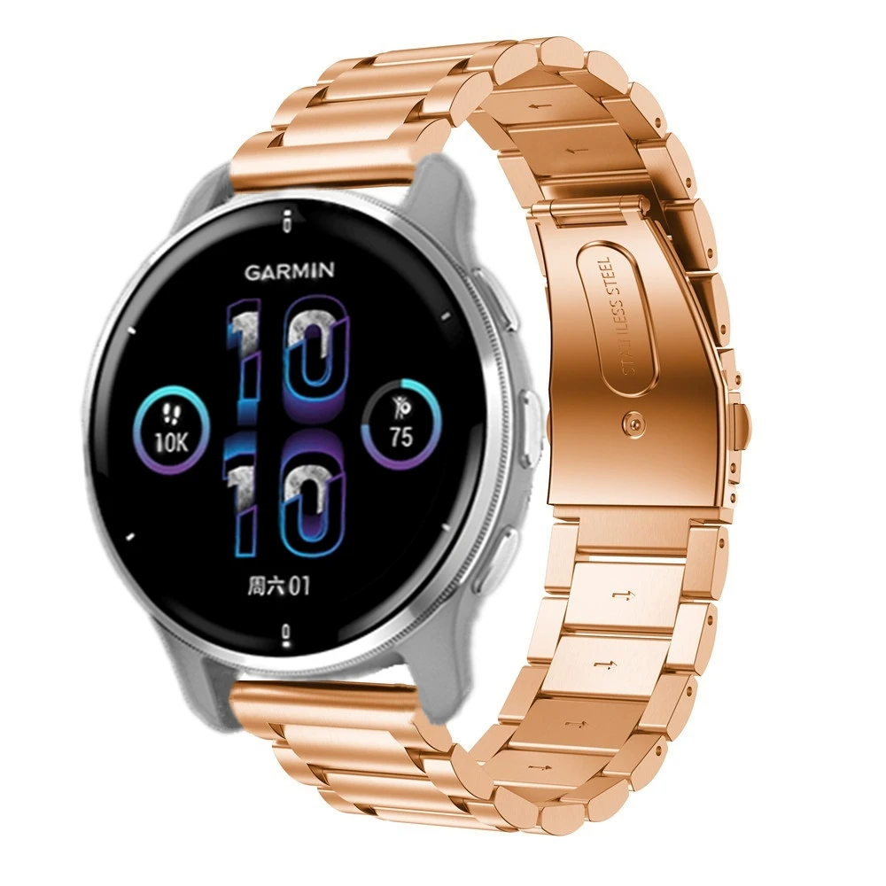 الفولاذ المقاوم للصدأ حزام للغارمين Forerunner 255 الموسيقى سوار معدني للغارمين Venu Sq 2 نهج S12 S42 S40 ساعة ذكية العصابات