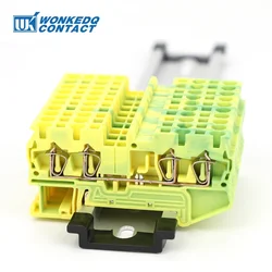 ST2.5-QU-PE Earthing Spring Cage Terminal Block Connector 2-in/out 2.5mm² Electric Ground Mount on Din Rail ST 2.5-QUATTRO