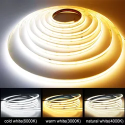 Linear regulável 24v 12v cob luzes de tira led 8mm 320leds/m fita flexível led para decoração do quarto 3000k 4000k 6000k 1m 5m