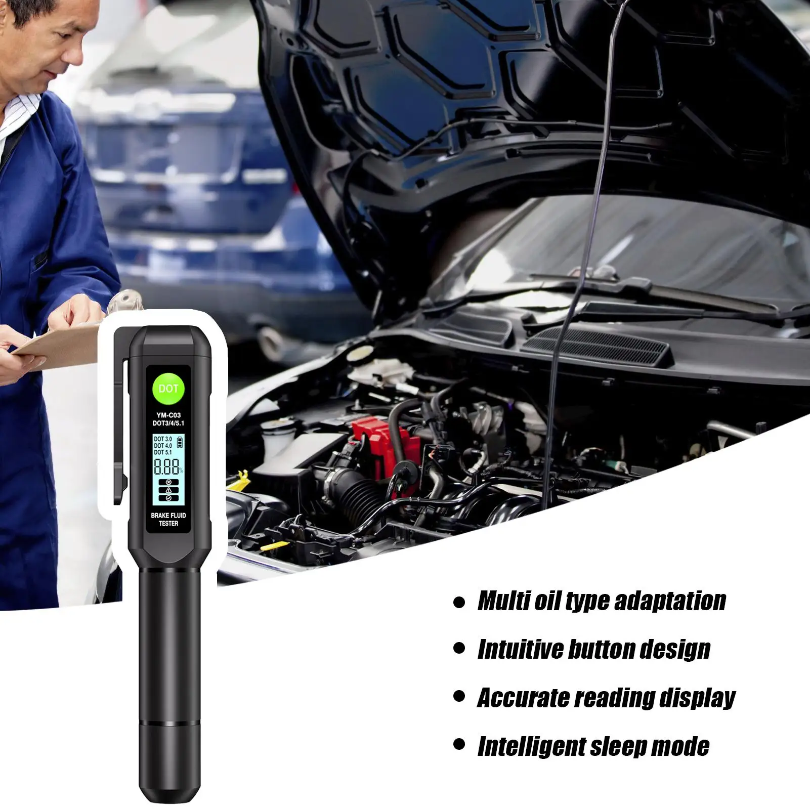 

Тестер влажности тормозной жидкости, высокоточный тестер влажности тормозной жидкости, цифровой дисплей, зуммер, точный детектор для