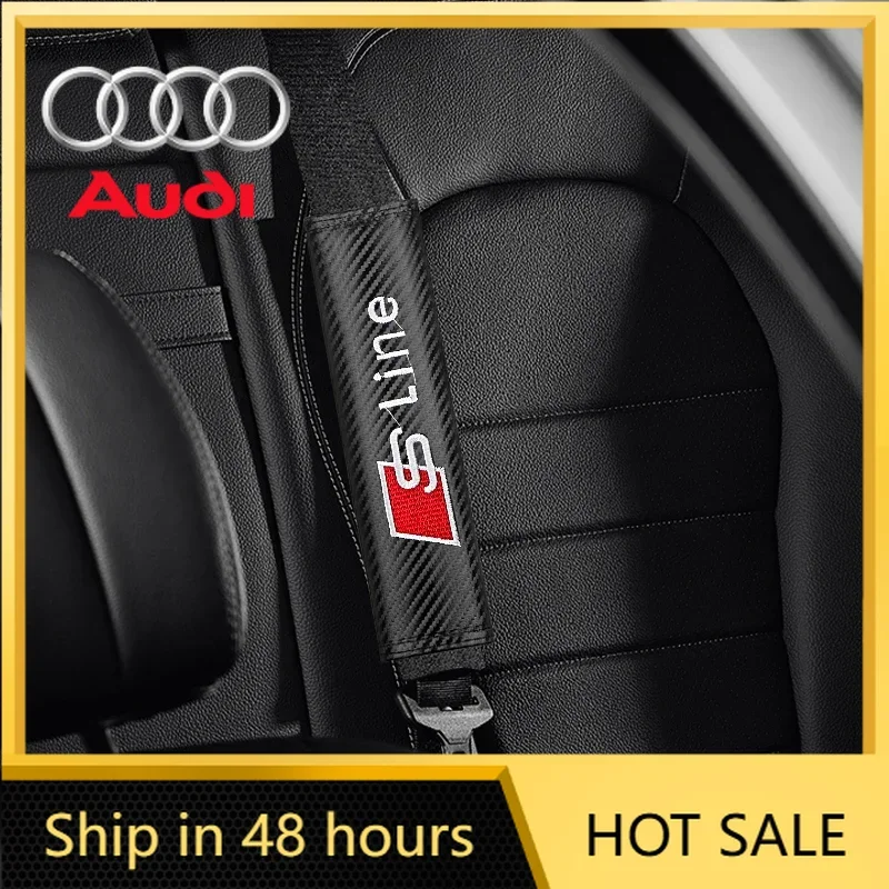 

2025 Hot 2pcs carbon fibre Seat Belt Covers Car Accessories Car Shoulder Pad Seat Belt For Audi Sline A1 A3 A4 A5 A6 A7 A8 B5 B6