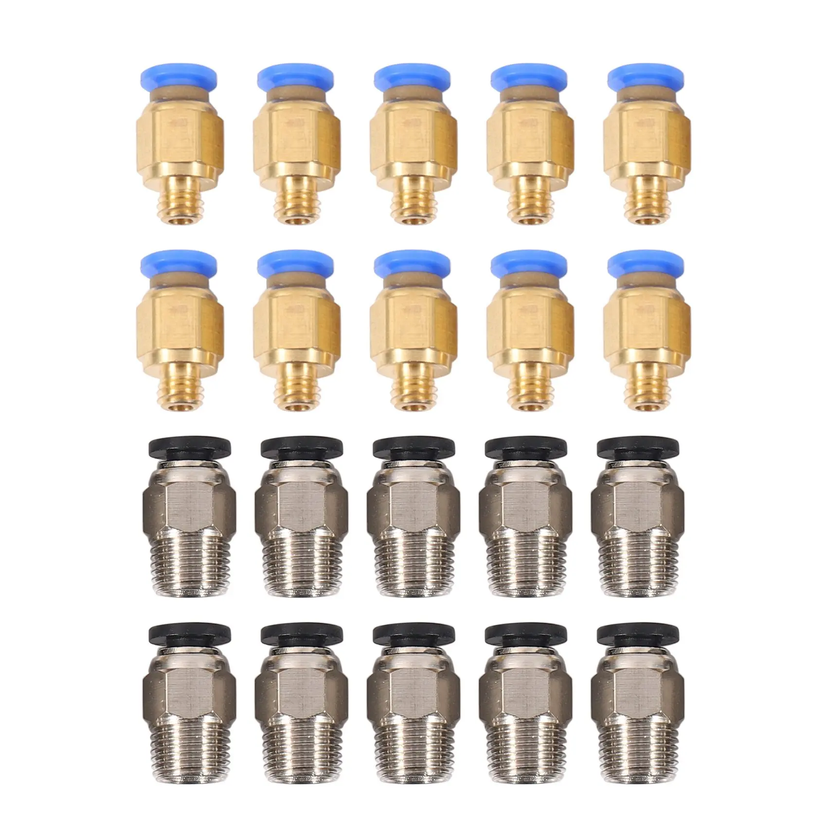 

PC4-M10 Straight Pneumatic Fitting Push to Connect + PC4-M6 Quick in Fitting for 3D Printer Bowden Extruder (Pack of 20pcs)