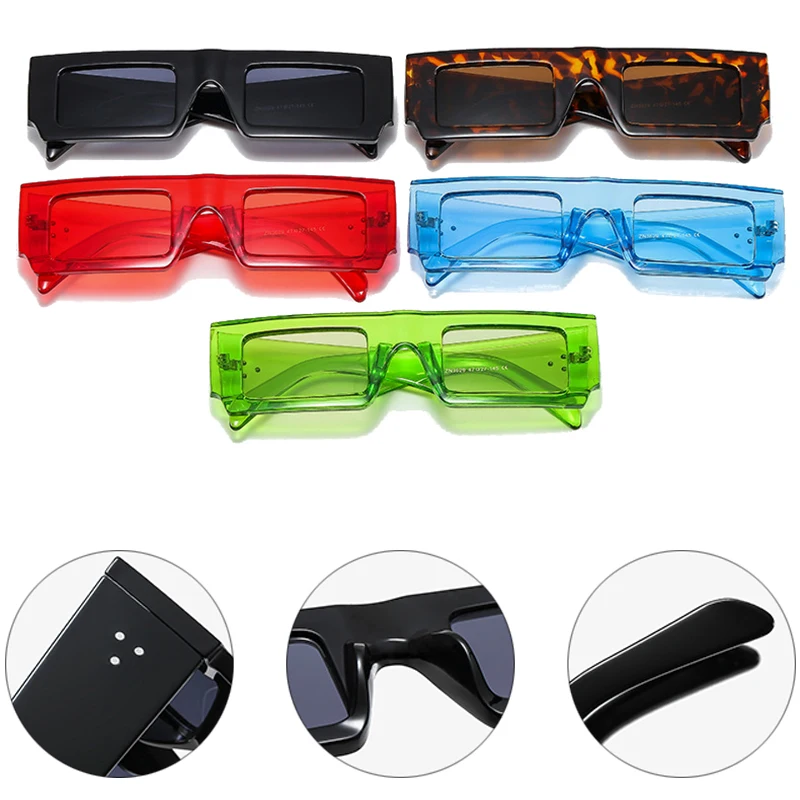 SO&EI Ins Popular Fashion Square Sunglasses Women Vintage Candy Color Eyewear Men Trending Rivets Sun Glasses Shades UV400