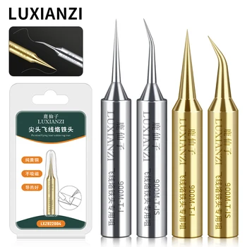Luxianzi 2/4 pçs pontas de soldagem de linha de mosca ponta de cobre sem chumbo para ferro de solda ferramentas de reparo bga precisão 0.3mm cabeça de ferro de solda