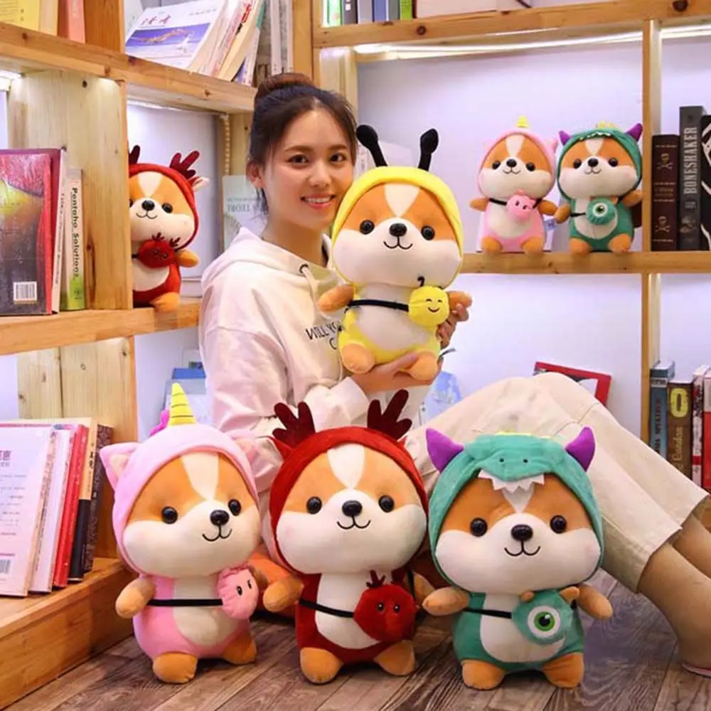 Cute Creative Animal Send Female Elk Children's Doll Corgi Chai Pillow Shiba Inu Plush Toy Squirrel Doll Dinosaur Plush Toy