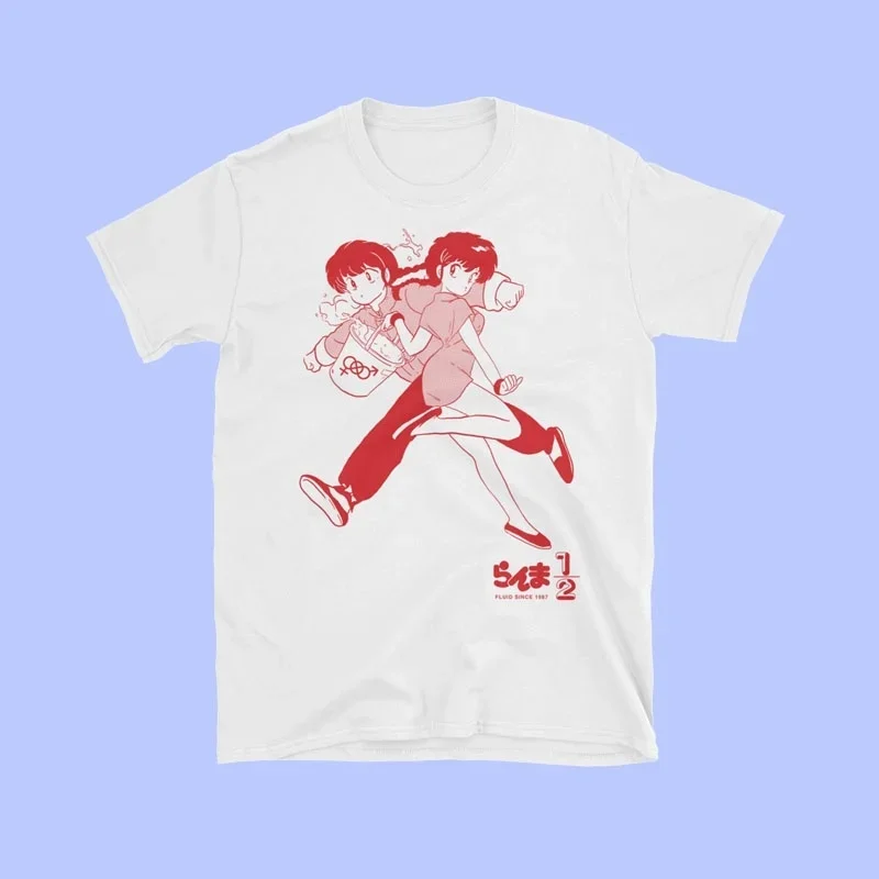 Ranma 1/2 Japanese Manga Graphic T-Shirt Women 90s Kawaii Grunge Aesthetic White Tee Short Sleeve Cotton Shirt Hipsters Cute Top