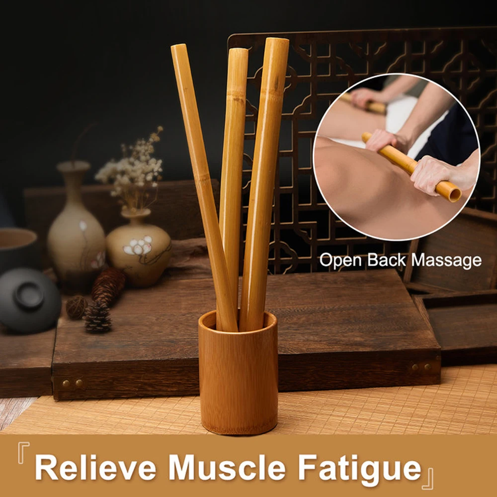 Natuurlijke Bamboe Massage Stick Hout Therapie Stick Gua Sha Massage Tools Voor Body Contour Cupping Spa Fysiotherapie Accessoires