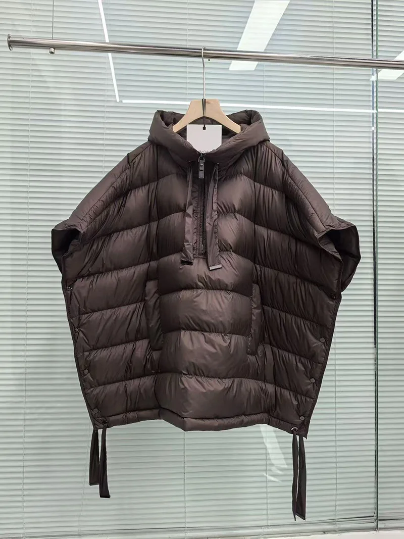 Schinteon Women 90% White Duck Down Irregular Vest with Hood Sleeveless Jacket Solid Luxurious Autumn Winter Top 2026 New