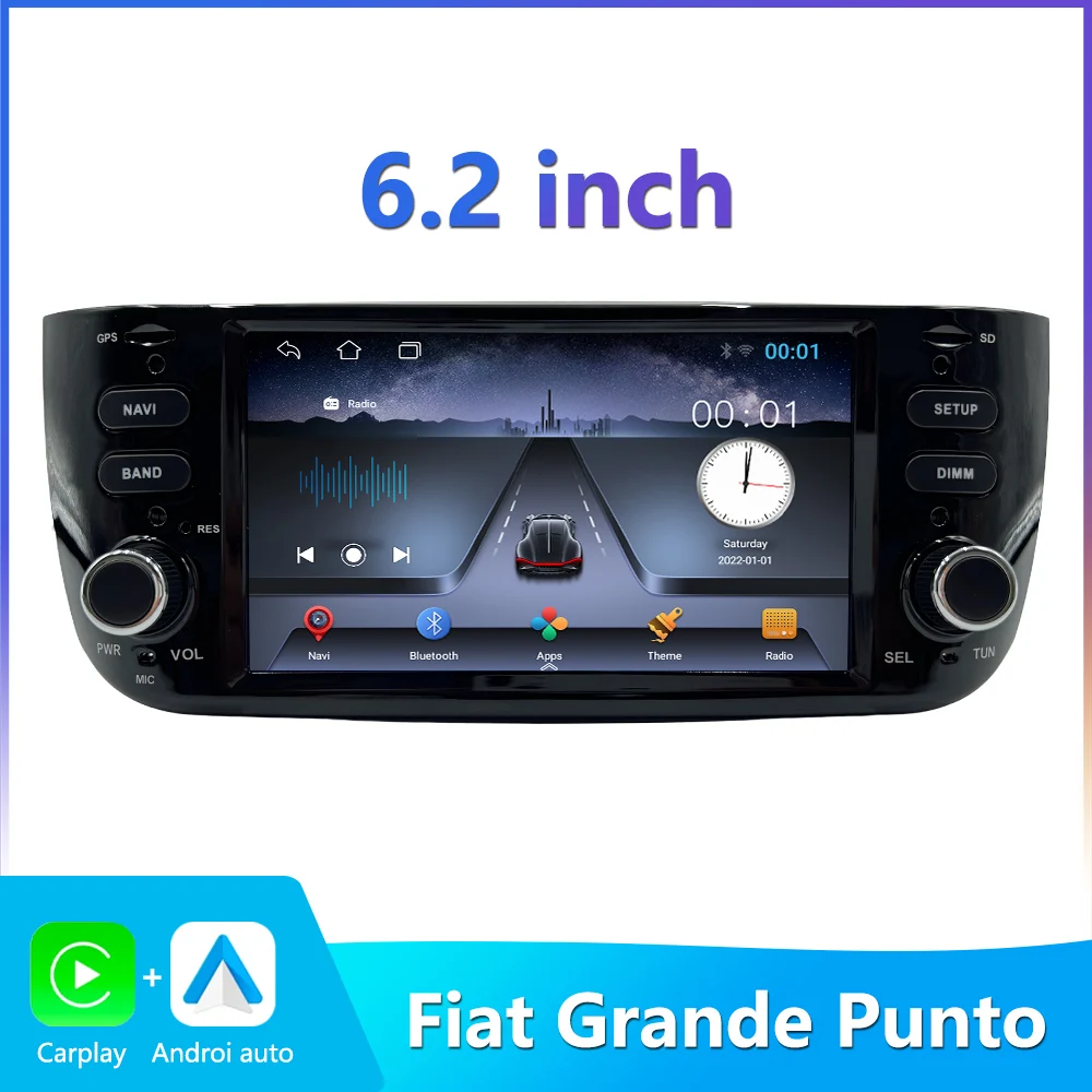 Navihua 6.2 inch Android Car Radio Automotive DVD Player GPS Navigation Head Unit Multimedia Auto Monitor for Fiat Grande Punto