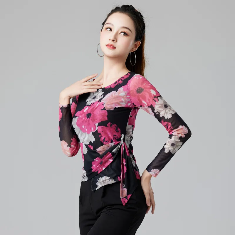 Latin Dance Top Adult Female Modern Dance Costume Square Dance Dress National Standard Modern Dance Training Performance Wear