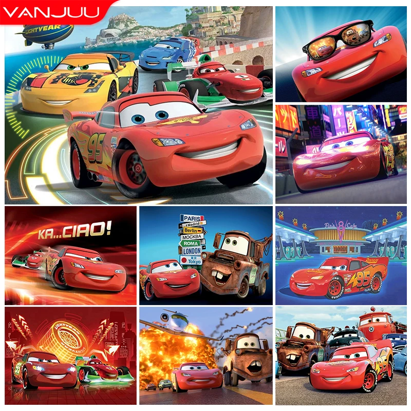 

Disney Cars Lightning McQueen 5D Diamond Painting Toy Car Diamond Embroidery Painting Full Diamond Mosaic Art DIY Decor Picture