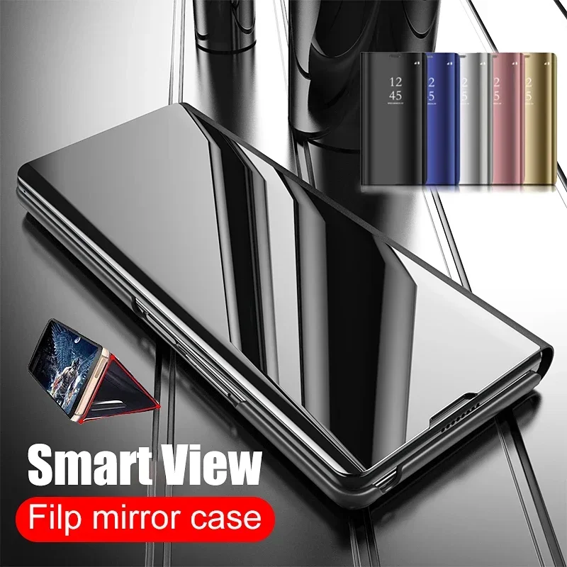 Smart View Mirror Flip Case For Xiaomi Redmi Note 13 Pro Plus 5G 4G Open Cover Stand Fold Shockproof Capa Coque Fundas Shell