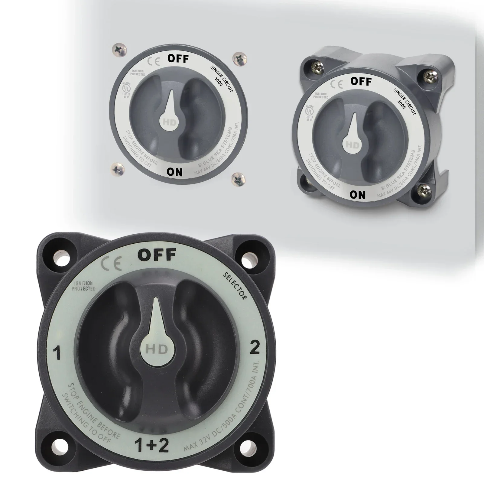

Battery Disconnect Switch For RV Marine Battery Cut-Off Switch ABS Tinned Copper 500A 4-Position IP66 Waterproof