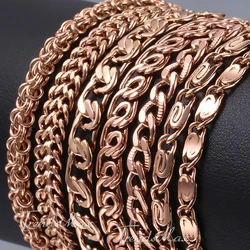 3/4/5/6/7/8/14mm Wide 585 Rose Gold Color Bracelet for Women Chain Snail Curb Braided Foxtail Link 18/20cm Women Jewelry GBM01