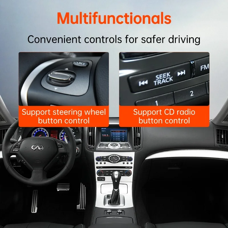 GITANK USB iPod Bluetooth 5.3 Car Adapter for Infiniti G37/M37/Q70/EX/FX35/JX/FX/QX50/QX60/QX80/M & NMC Patrol/Qashqai/Murano