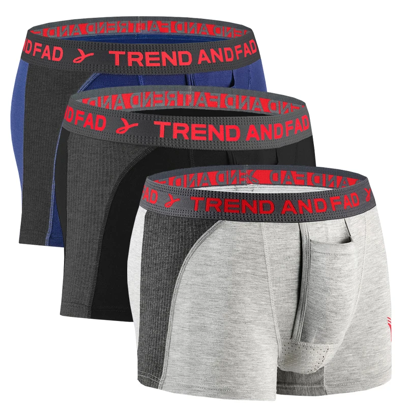 3pcs Men Gun-bullet Separation Underwear Scrotal Support Venous Bottom Panties Man Breathable Bag Curved Brief Male Boxer Shorts