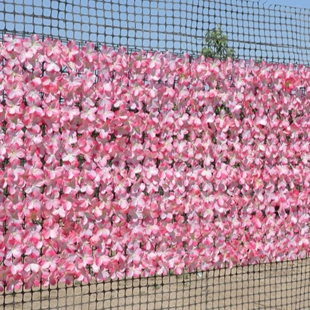 Plastic Artificial Flower Fence Screen Removable Realism Hydrangea Artificial Flower Wall Anti Fade Feature UV Protection