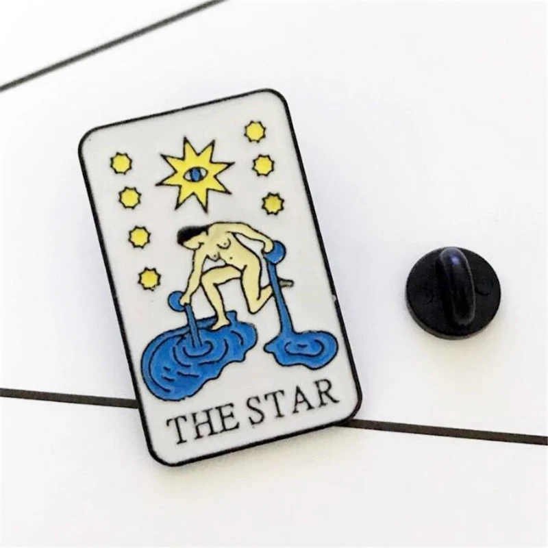 Tarot Card Enamel Pin The Star Brooch Metal Backpack Shirt Denim Badge Jewelry Gift for Friends