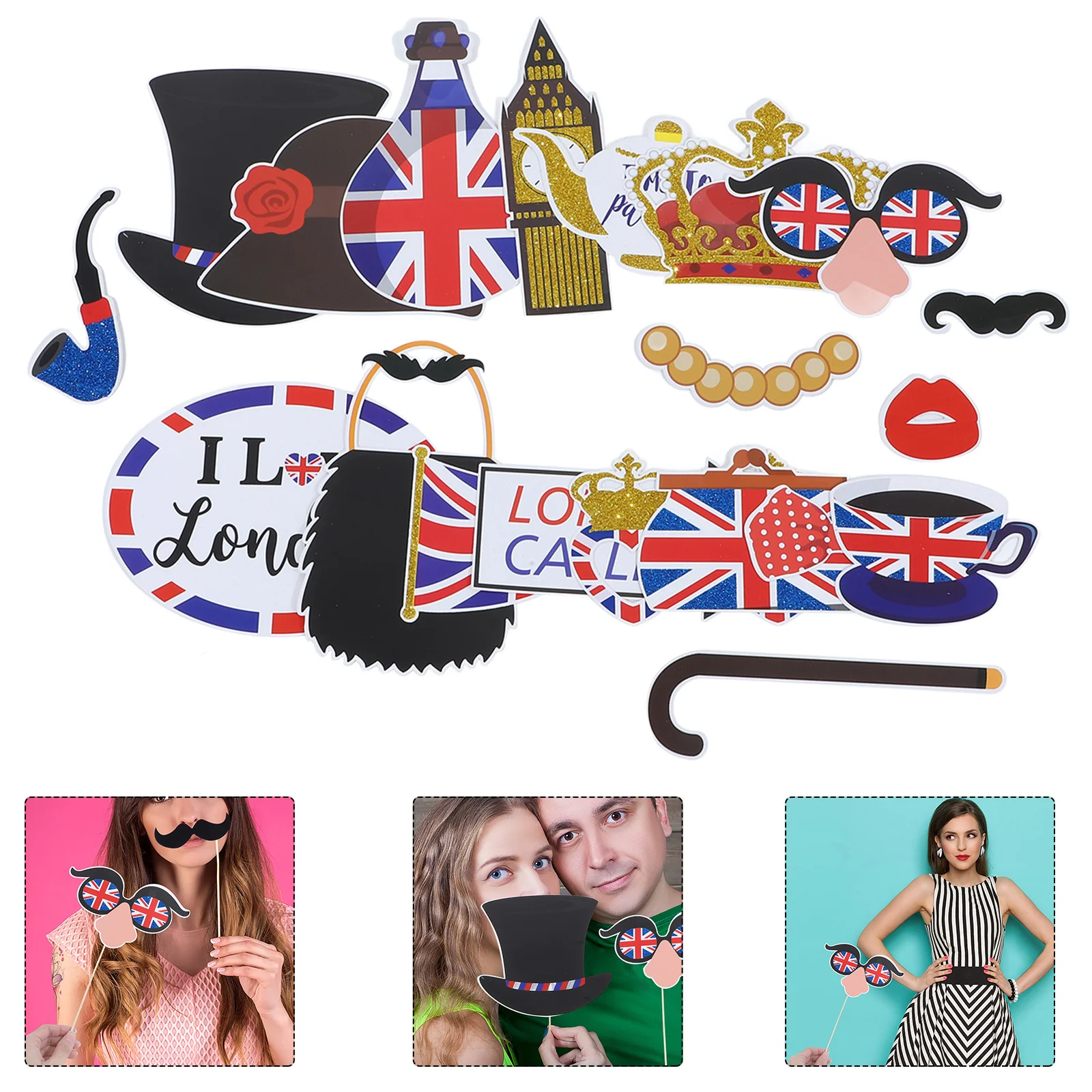 20Pcs Photo Booth Props Uk British Selfie Party Fun Decor England Picture Taking British Photo Booth Props Picture Taking Prop