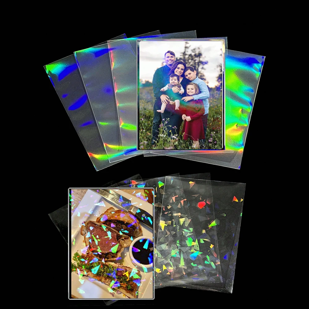 50Pcs Star Love Heart Glass Gemstone Transparent Style Holographic Clear Card Film Sleeves Super Idol Photo Protector Cover