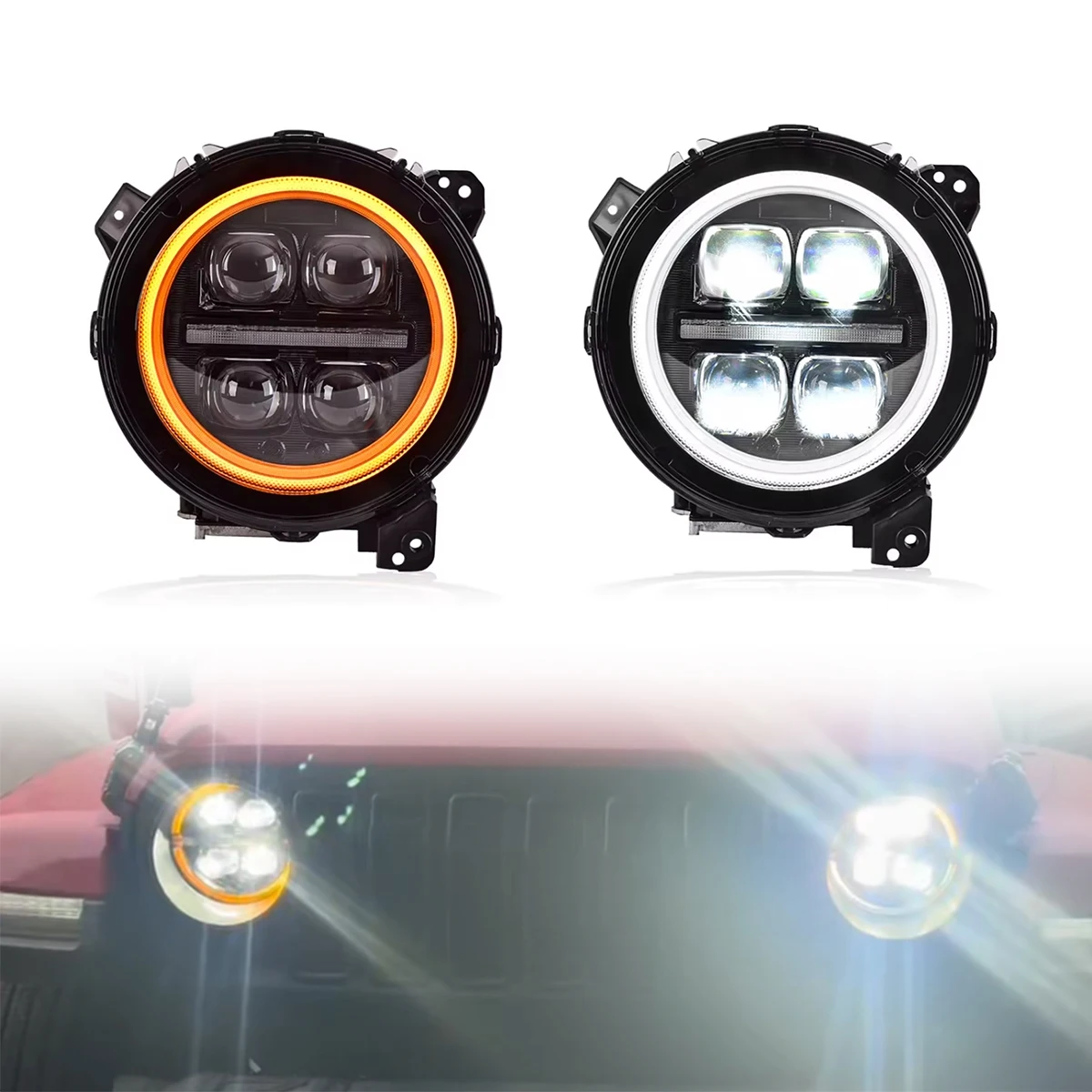 9'' Round LED Headlight Headlamp for Jeep Wrangler JL Gladiator JT 2018-2024 Dynamic Turn Signal 4x4 Pickup Head Light
