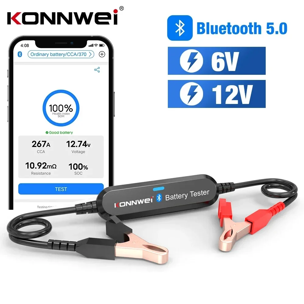 

KONNWEI BK100 Car Motorcycle Battery Tester Bluetooth 5.0 6V 12V 100-2000 CCA Charging Cranking diagnostic Auto Battery Analyzer