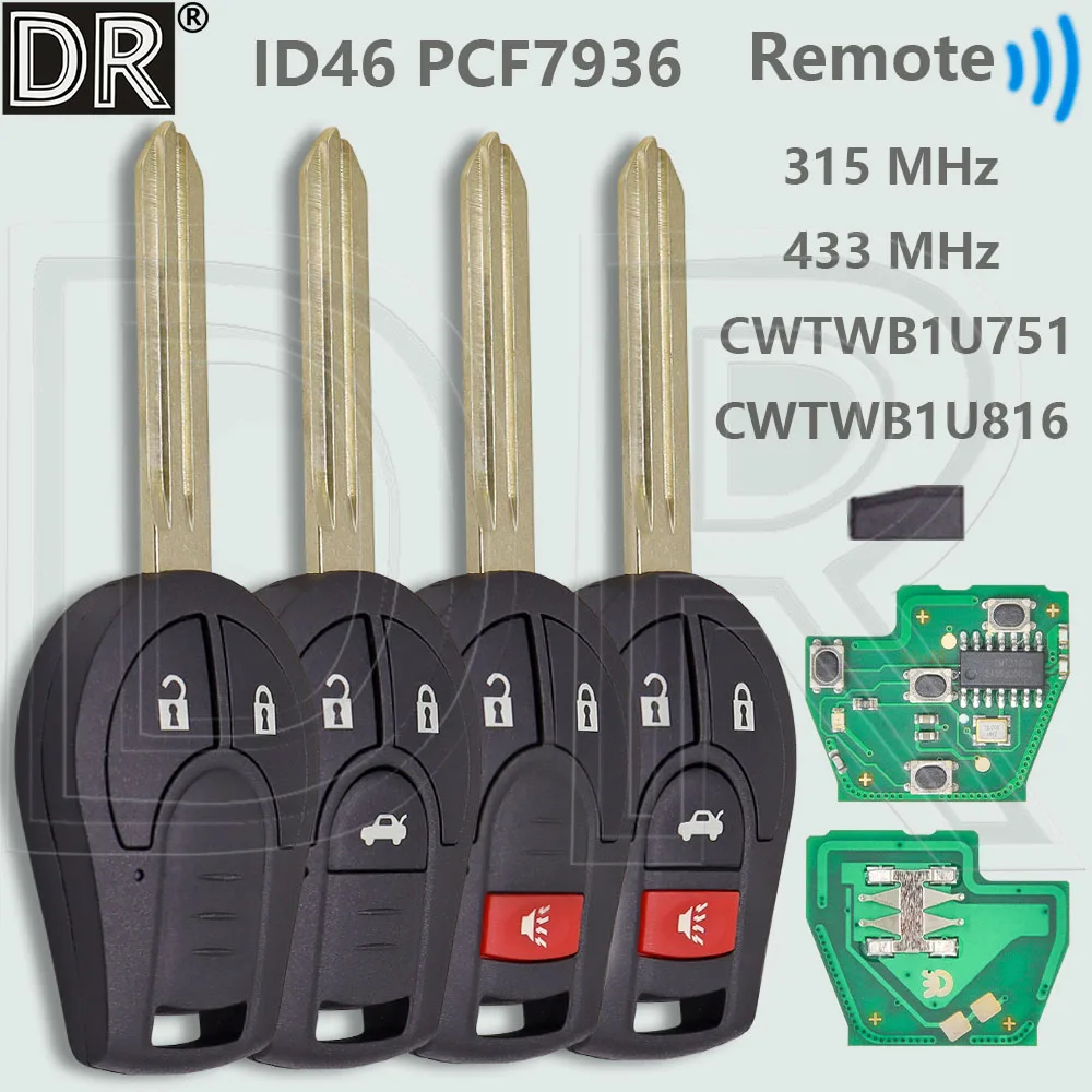 

DR CWTWB1U751 TWB1U761 ID46Chip 315/433 МГц автомобильный дистанционный ключ H0561-C993A для Nissan X-Trail Versa Micra Rogue Qashqai Sunny Tiida