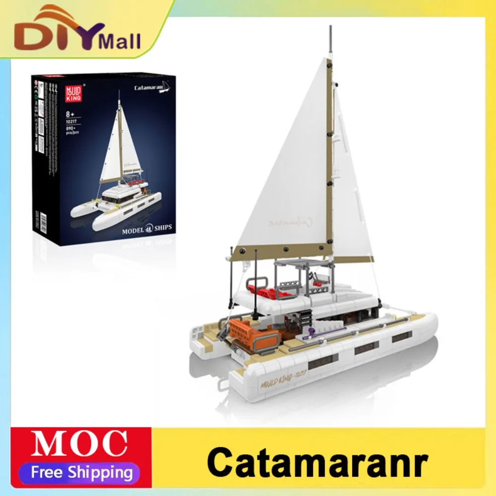 

MOULD KING 10217 Catamaran Sailboat Building Blocks Set MOC Boat Model Educational Construction Toy for Kids Christmas Gifts