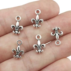 New Fashion 30 Piece 14*9mm Mixed Alloy Antique Silver Color Charms Fleur De Lis Pendant Accessory For DIY Jewelry Making