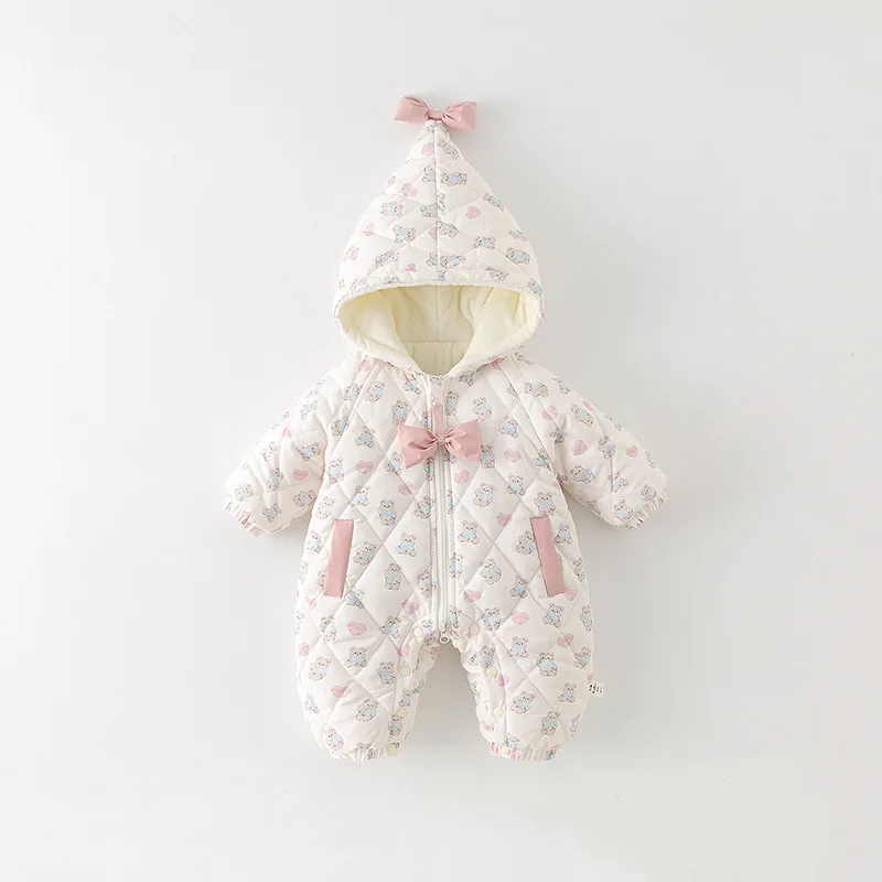 iyeal-baby-girl-hooded-jumpsuit-cute-cat-decor-quilted-romper-fleece-lined-warm-winter-infant-one-piece-outfit