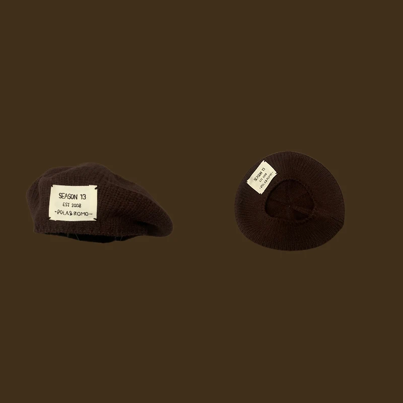 Caffè marrone estate inverno cappello lettera PU Fuzzy berretti francesi berretti per le donne Solid Retro Ladies Artist JK Beret berretti Gorras