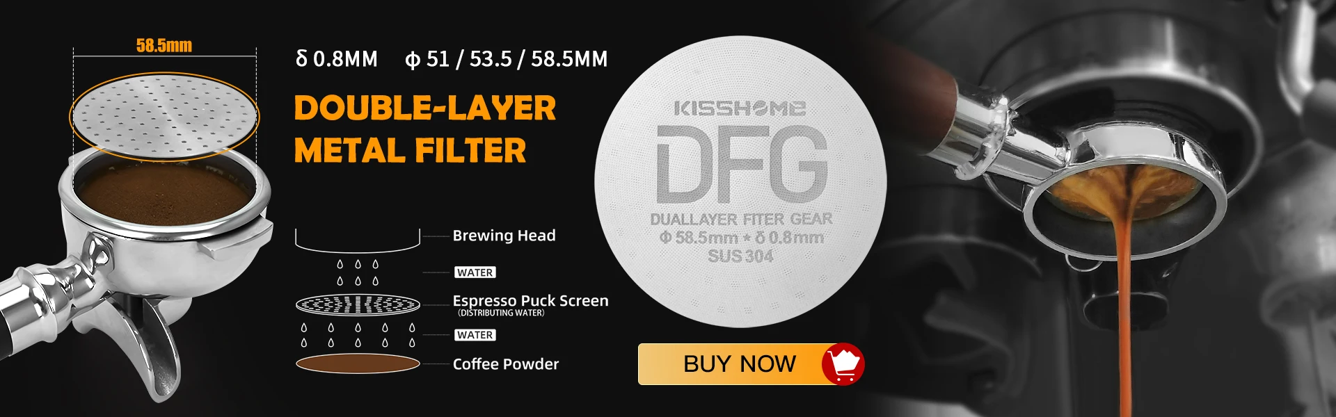 Kaffee Dosier ring Edelstahl Trichter 51mm 53mm 57mm 57,5mm 58mm 58,5mm für Sieb träger Barista Werkzeuge Espresso Zubehör – Detail 2