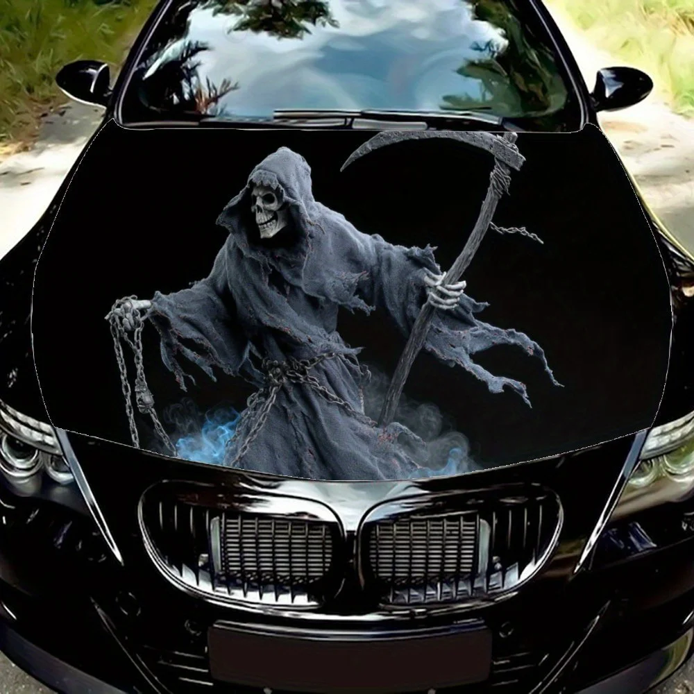 

Жнец в разбросанных халатах, наклейка на капот автомобиля, самоклеящаяся водонепроницаемая наклейка на капот автомобиля из ПВХ, устойчивая к царапинам наклейка для украшения автомобиля