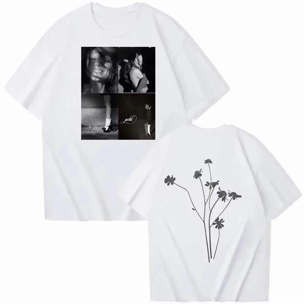 Grunge Photo Collage Daisy Print Men T Shirt Minimal Retro Hip Hop Loose Streetwear Short Sleeve Tee