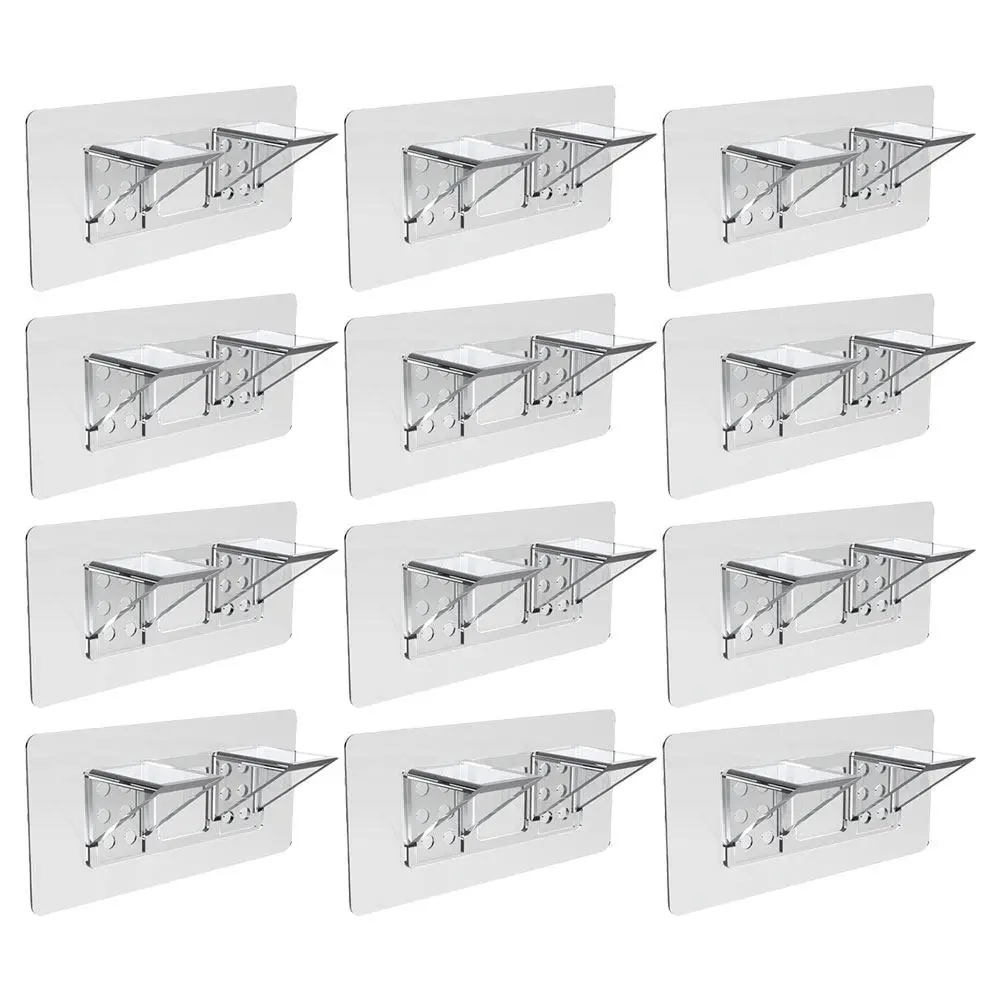 12Pcs DIY Acrylic Shelf Brackets Punch Free Adhesive Cabinet Pegs Strong Bearing Shelf Supports for Kitchen Bathroom - view 6