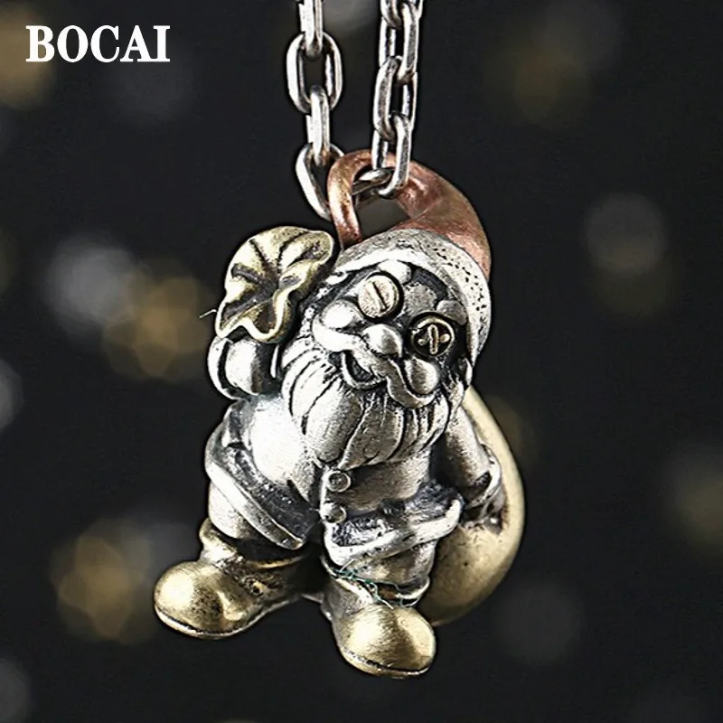 

BOCAI 100% Real S925 Silver Jewelry New Creative Santa Claus Pendant for Man and Women DIY Handmade Accessories