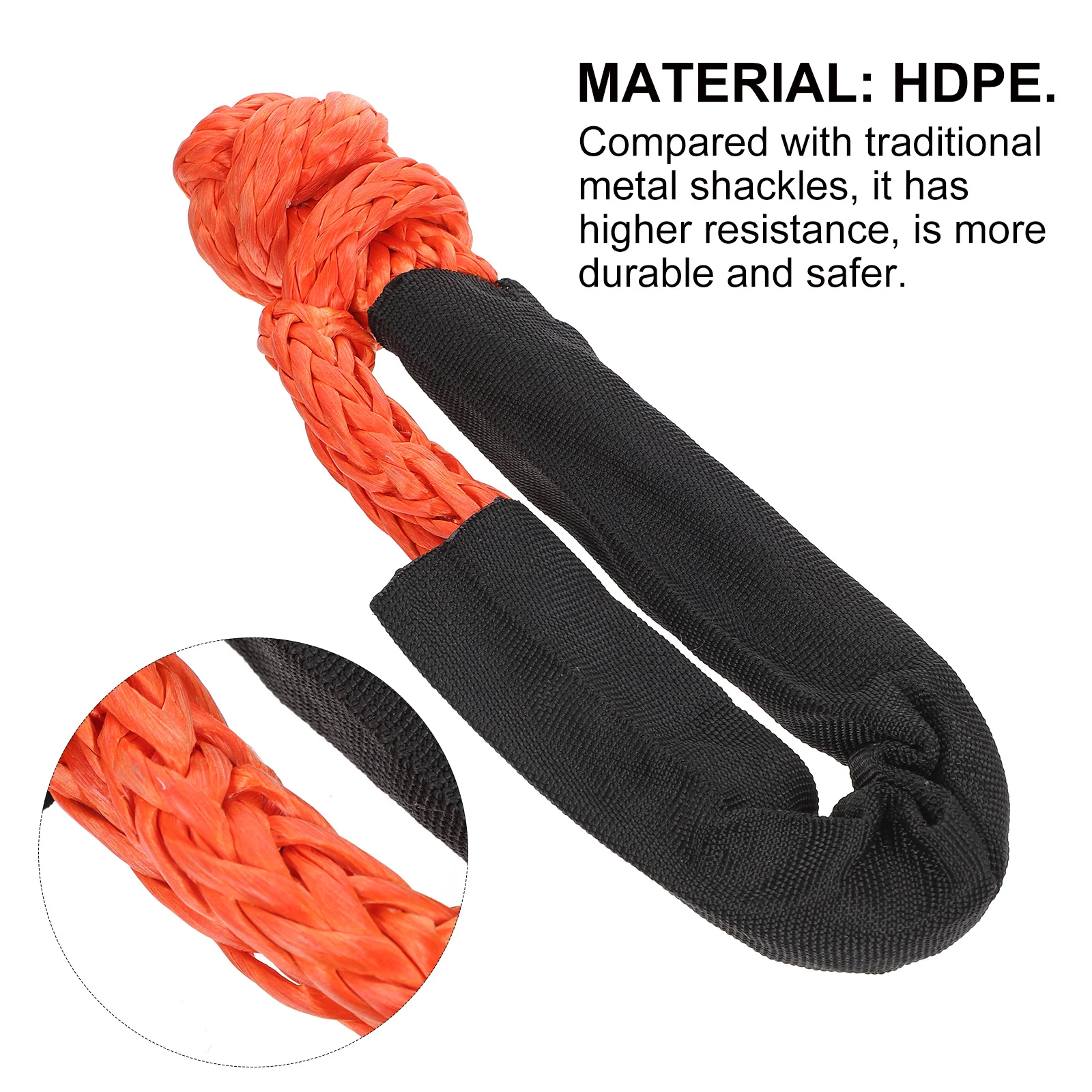 2 Pcs Pimple Rope Orange Shackles Strap Softer with Protective Sleeve Recovery Connect Vehicle Pulls Climbing