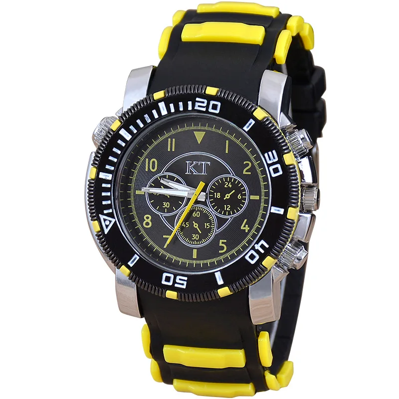 Fashion Sports Men's Quartz Watch Three Eyes Six Needles Silicone Strap Wristwatch Multifunction Relogio Masculinob Gift