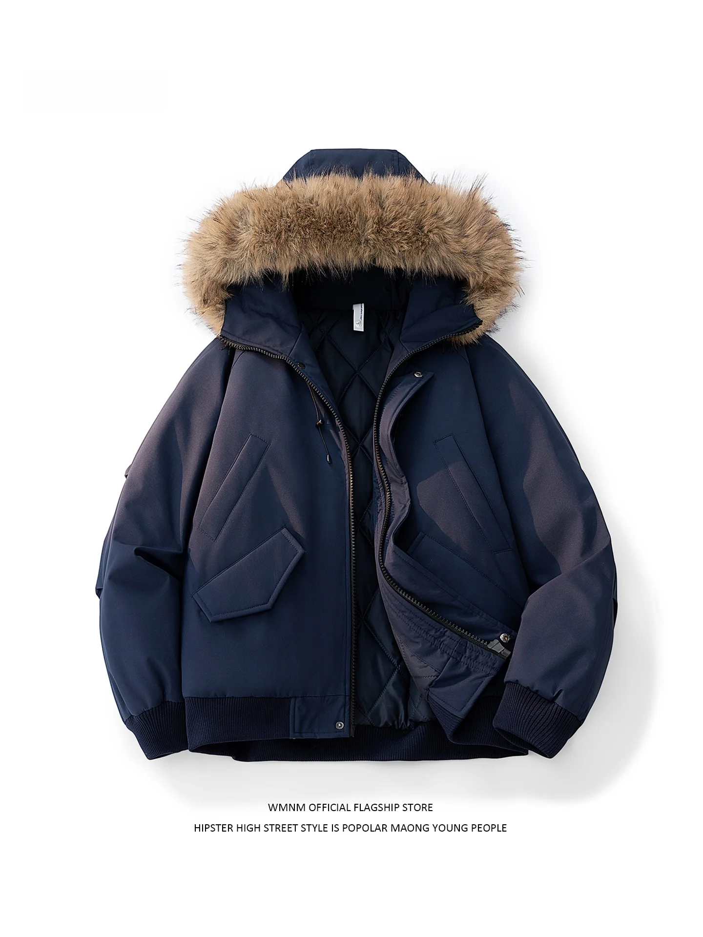 

Men's Thiened Cotton Jaet Loose Fit Winter Coat Hooded Zipper Closure Warmth Polyester Fiber Long Sve Cleanfit Sle