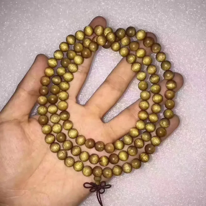 Natural Silkwood Bracelet 20mm Agarwood Handheld Bracelet S. Lee 108 Buddha Meditation Beads Sandalwood Rosary Bracelet