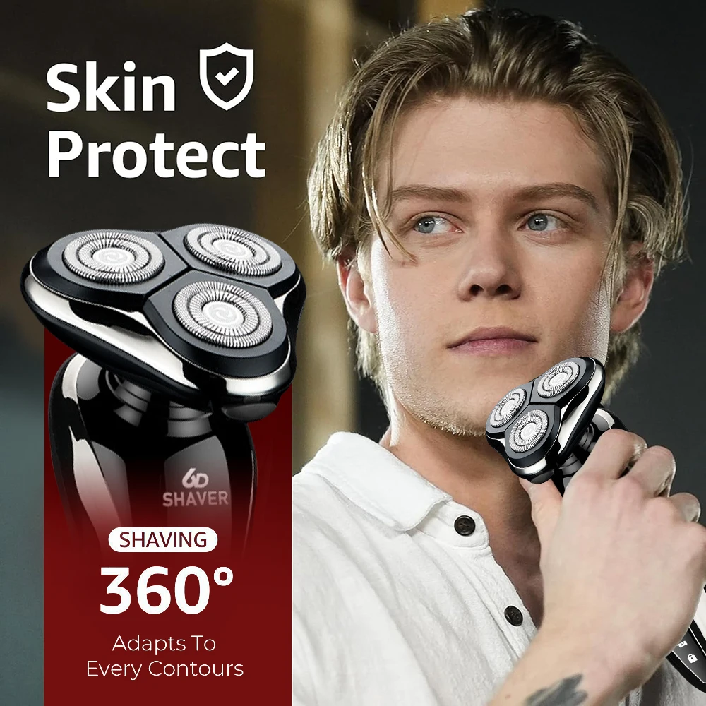 ماكينة حلاقة كهربائية مجموعة المهنية الحلاقة مقاوم للماء اللحية الأنف الوجه الشعر المتقلب الروتاري ثلاثية الأبعاد العائمة الحلاقة قابلة للشحن للرجال