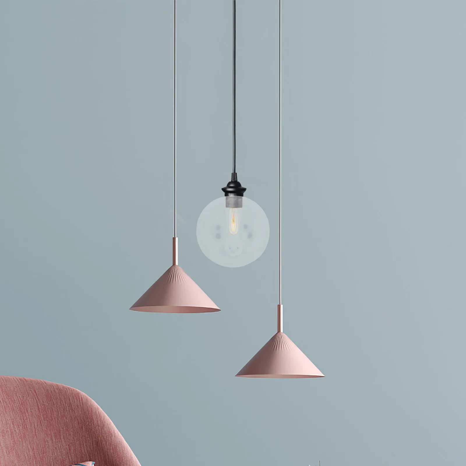 Double Layer Glass Globe Lamp Shade Transparent Spherical Light Cover for Pendant Fixture Living Room Lighting Replacement Glass