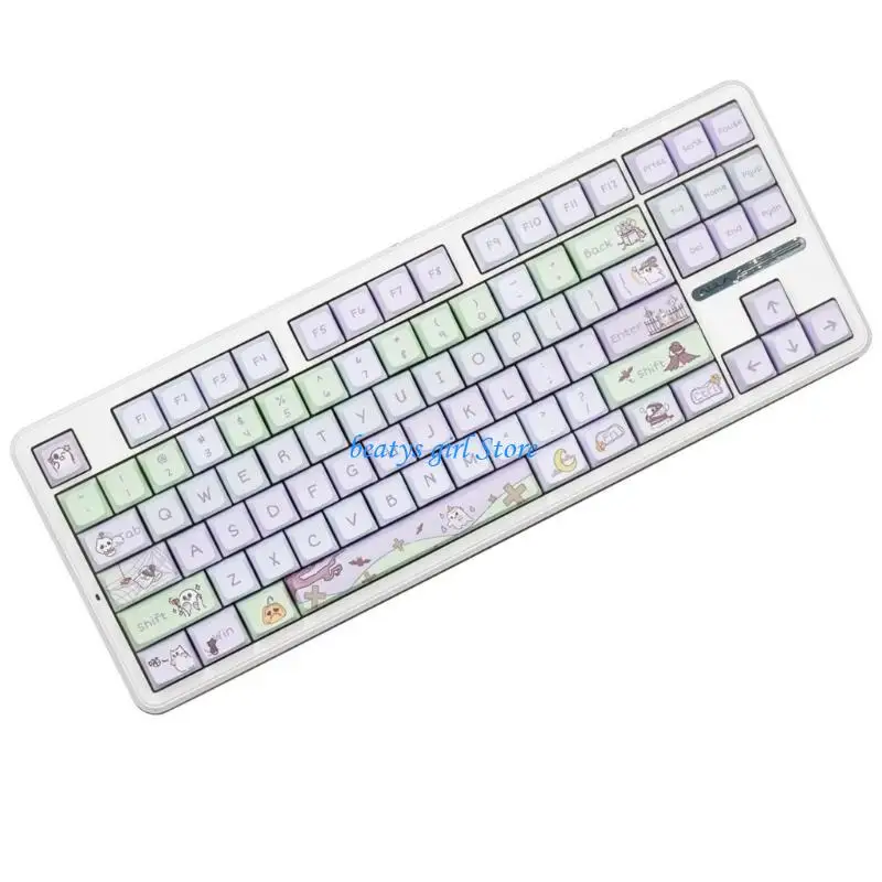 

C7AB 127Key Halloween Themed Keycap XDA Profile PBT Dye Sublimation Keycap Set for Customs Mechanical Keyboards