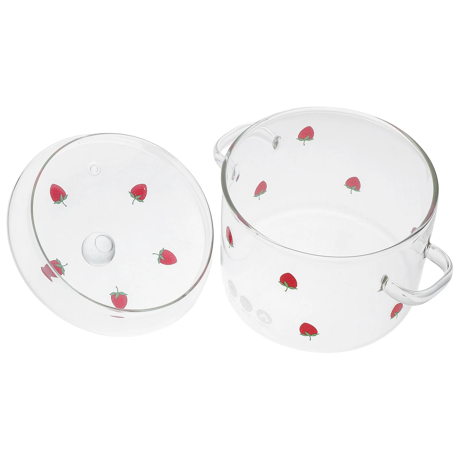 

1900Ml Double Handle Soup Clear Glass Cooking Pot Heat Resistant Stove Top Lid For Stewing Braising Instant Noodles Family Size