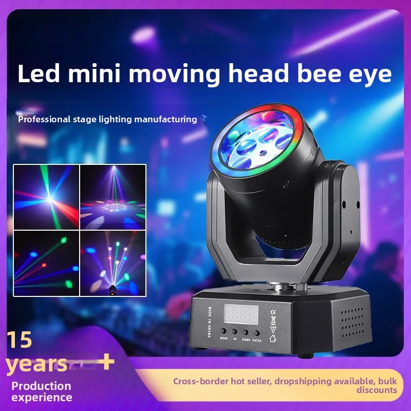 Mini Bee Eye Moving Head Light with Remote, LED Beam Stage Lamp for DJ Bar KTV Party