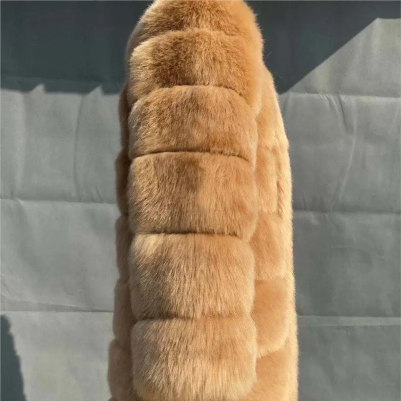 2025 nouveau Style coréen femmes longue couleur unie fausse fourrure de renard manteau hiver chaud épaissi thermique décontracté vestes d'extérieur