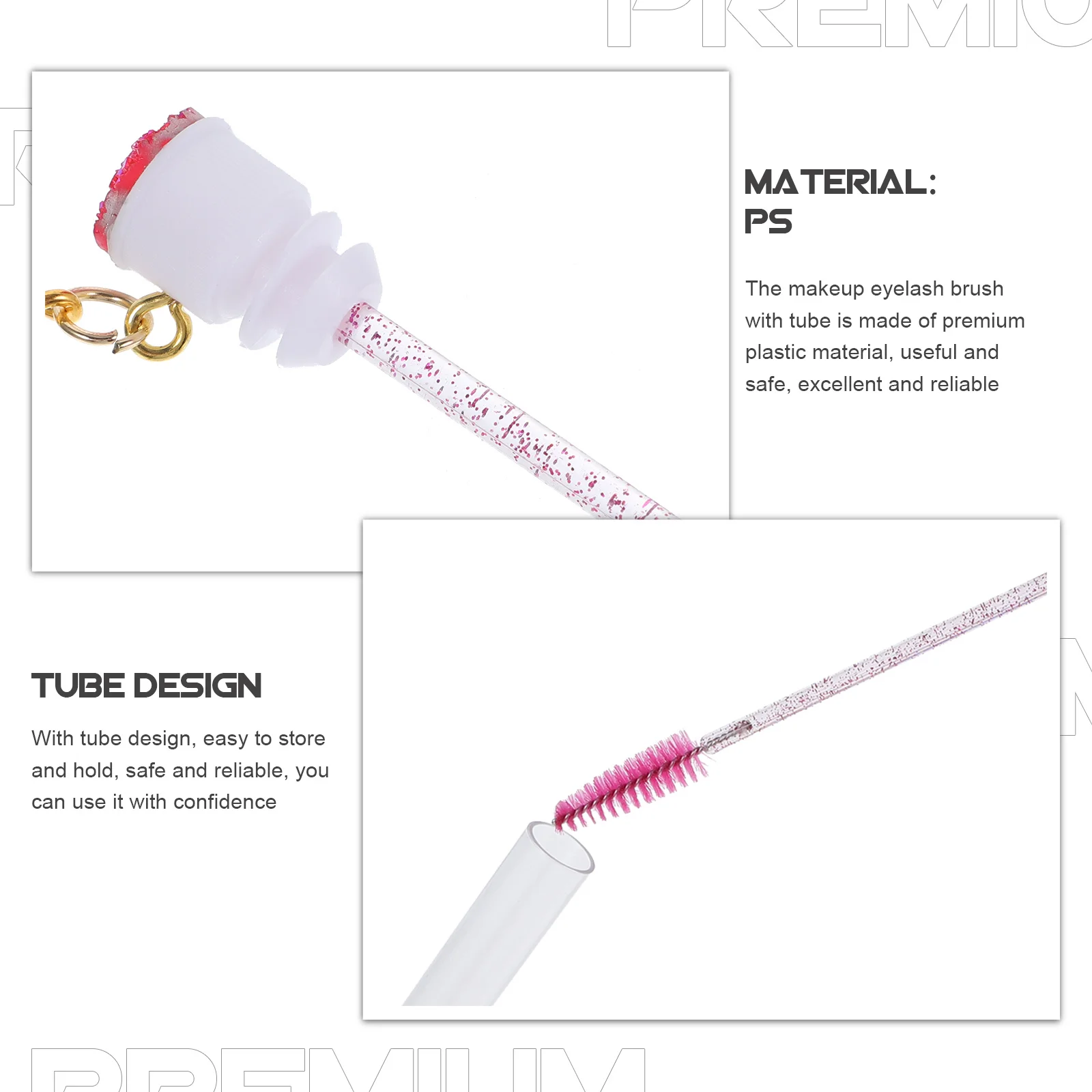 Spazzola per ciglia da 10 pezzi con tubo portachiavi Elegante applicatore decorativo per ciglia per le donne Strumento di bellezza alla moda Uso compatto e sicuro