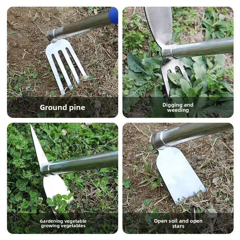Multifunctional Stainless Steel Dual-purpose Hoe Farm Tools Farming Vegetables Digging Soil Weeding Flowers  Artifact Rake