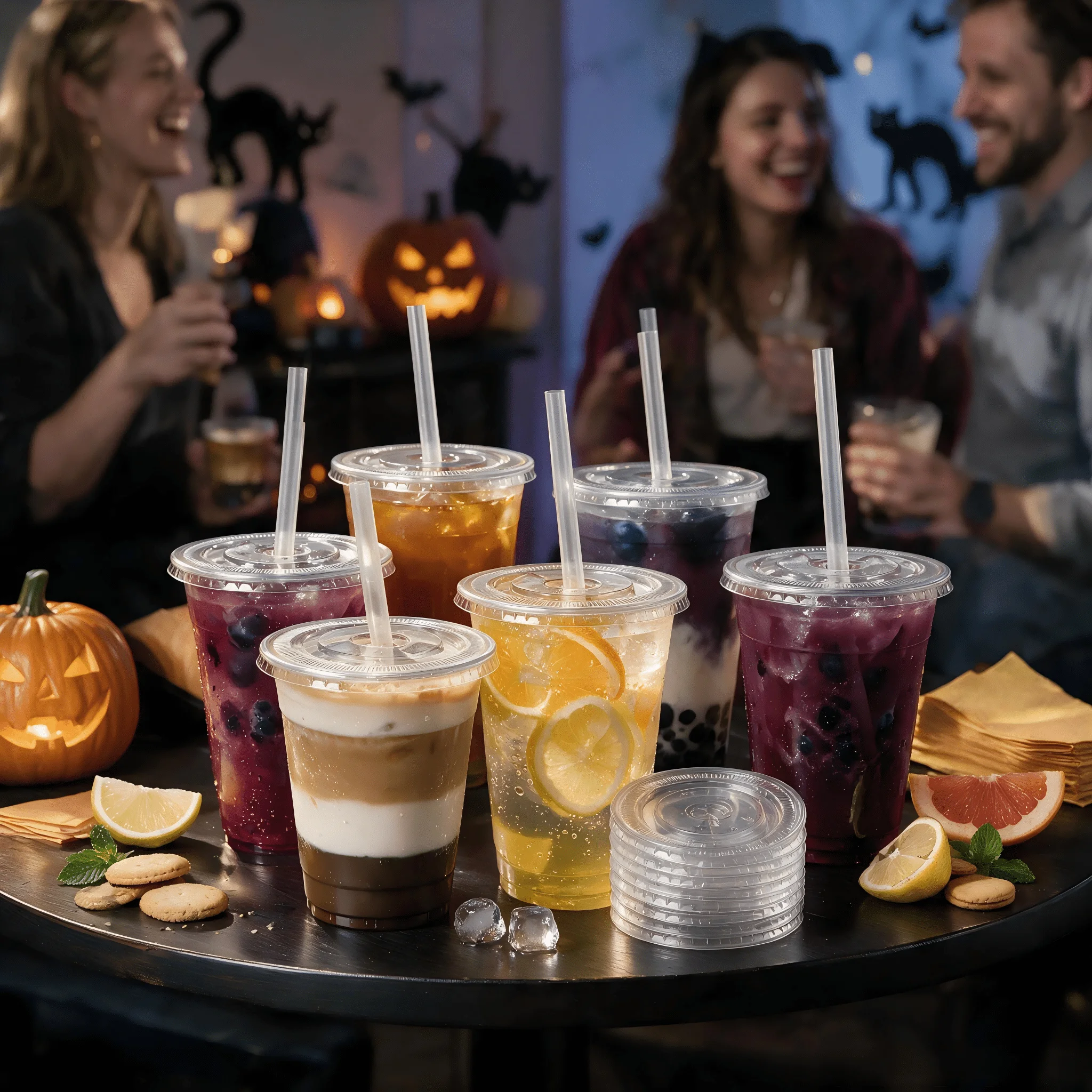 300Pcs 12/16/20/24Oz Portable Durable Cups, Heavy-Duty Clear Plastic Party Cups For Daily Use—Washable & Reusable With Lid And S
